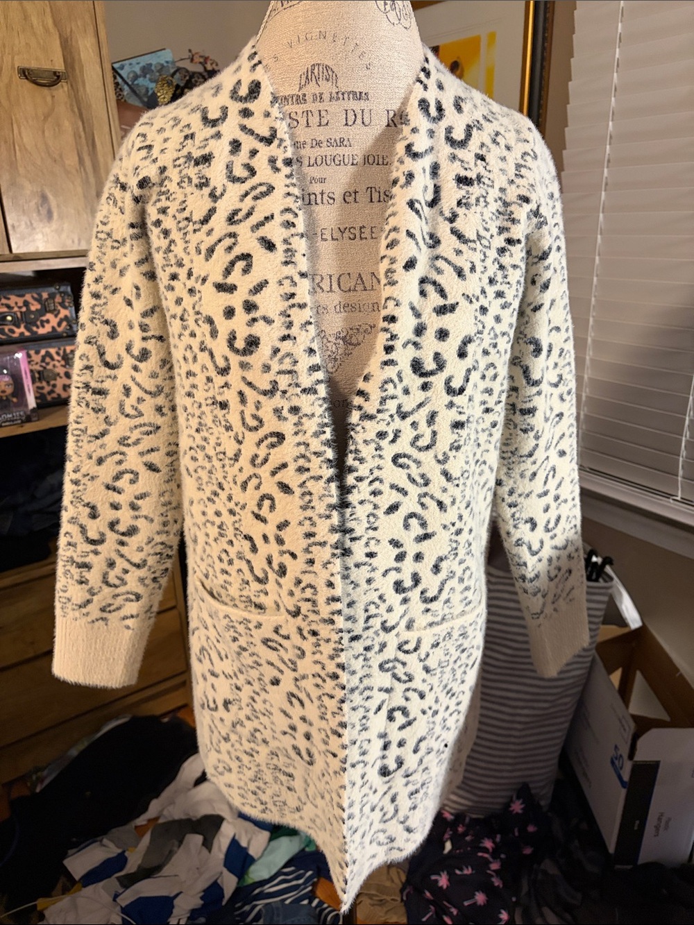 Evolution Leopard Print Open Cardigan Jacket - Cream/Black - XS